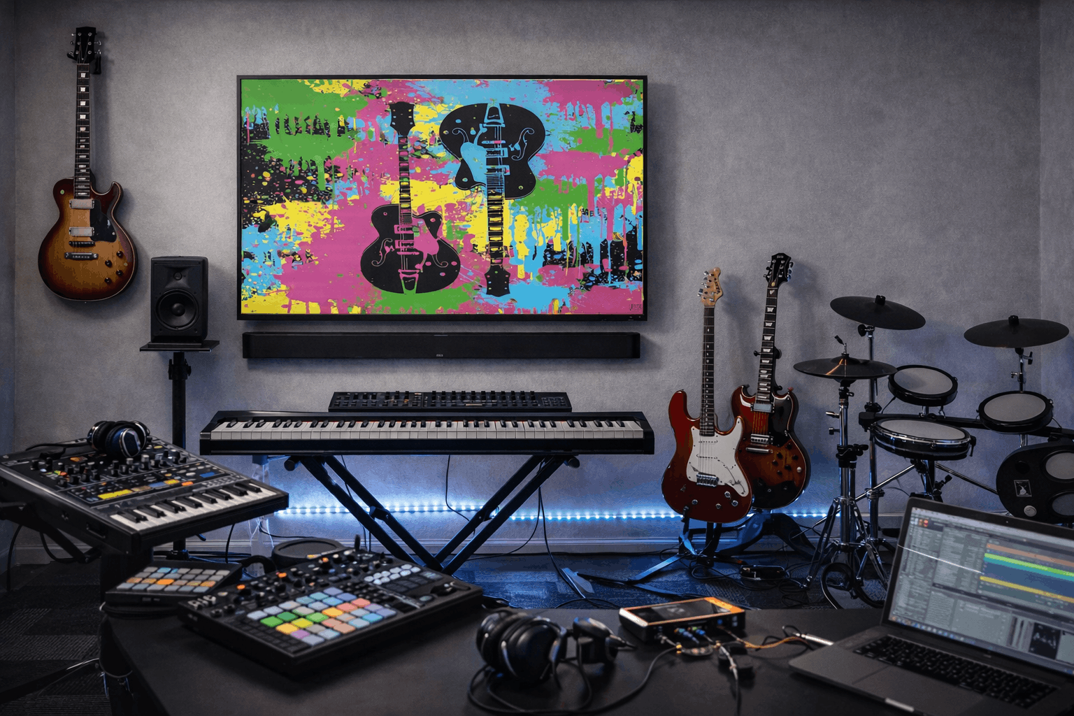 Rustic Den — TV displaying art