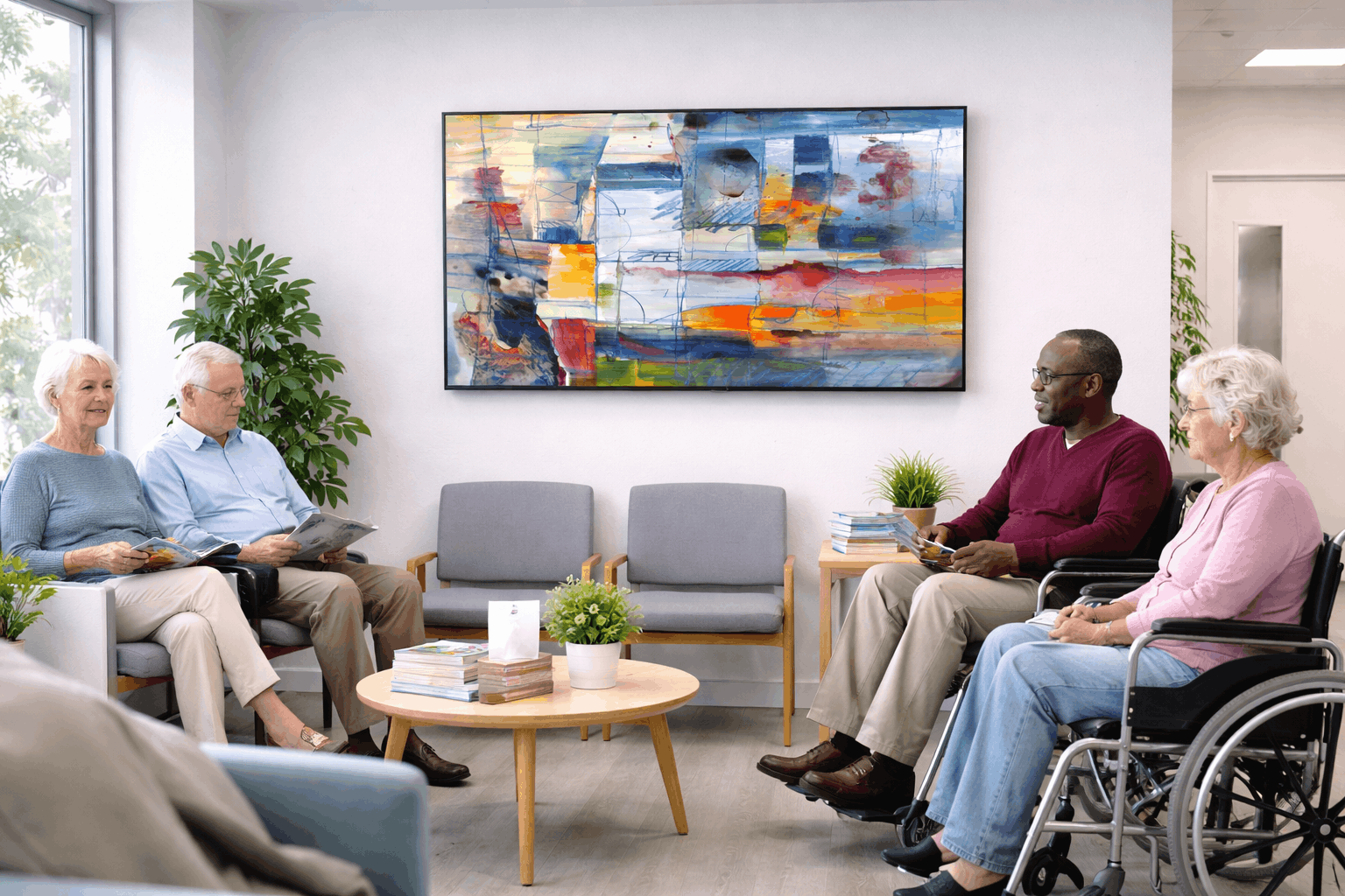 Office Waiting — TV displaying art