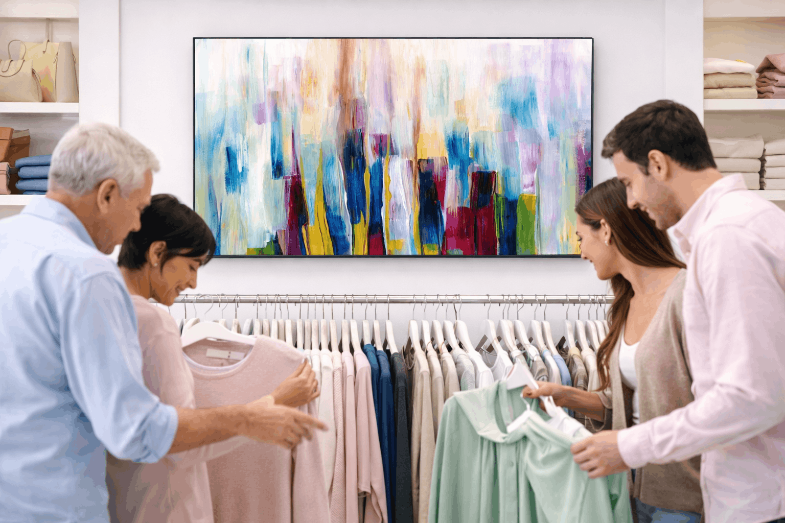 Retail Boutique — TV displaying art